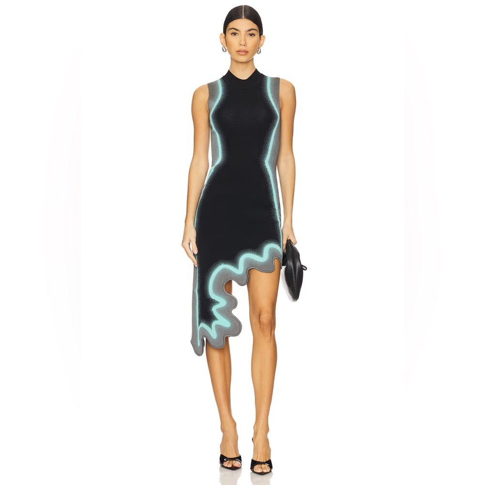 PH5 Brooklyn Wavy Asymmetrical Bodycon Dress - Black - SZ MED - NWT